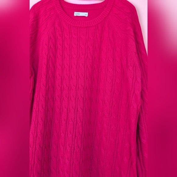 Croft Barrow The Extra Soft Cabled Crew Neck Sweater Sangria Pink Large (EUC) - Picture 3 of 8